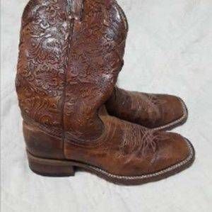 Boulet Hand Tooled Square toe boots